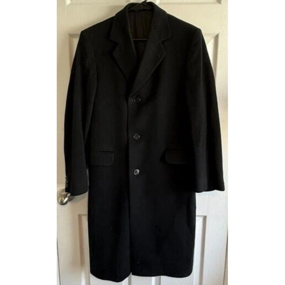 LaSalle's Vintage Men’s 100% Cashmere Black 3 Button Coat Slit in Back